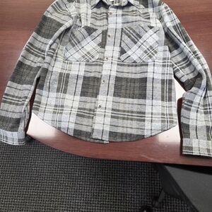 Plaid Kids Shirt - Gray and Black